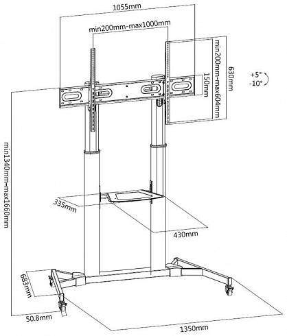 Мобильная напольная стойка Digis DSM-P1060CL мобильная для ТВ 55"-100"